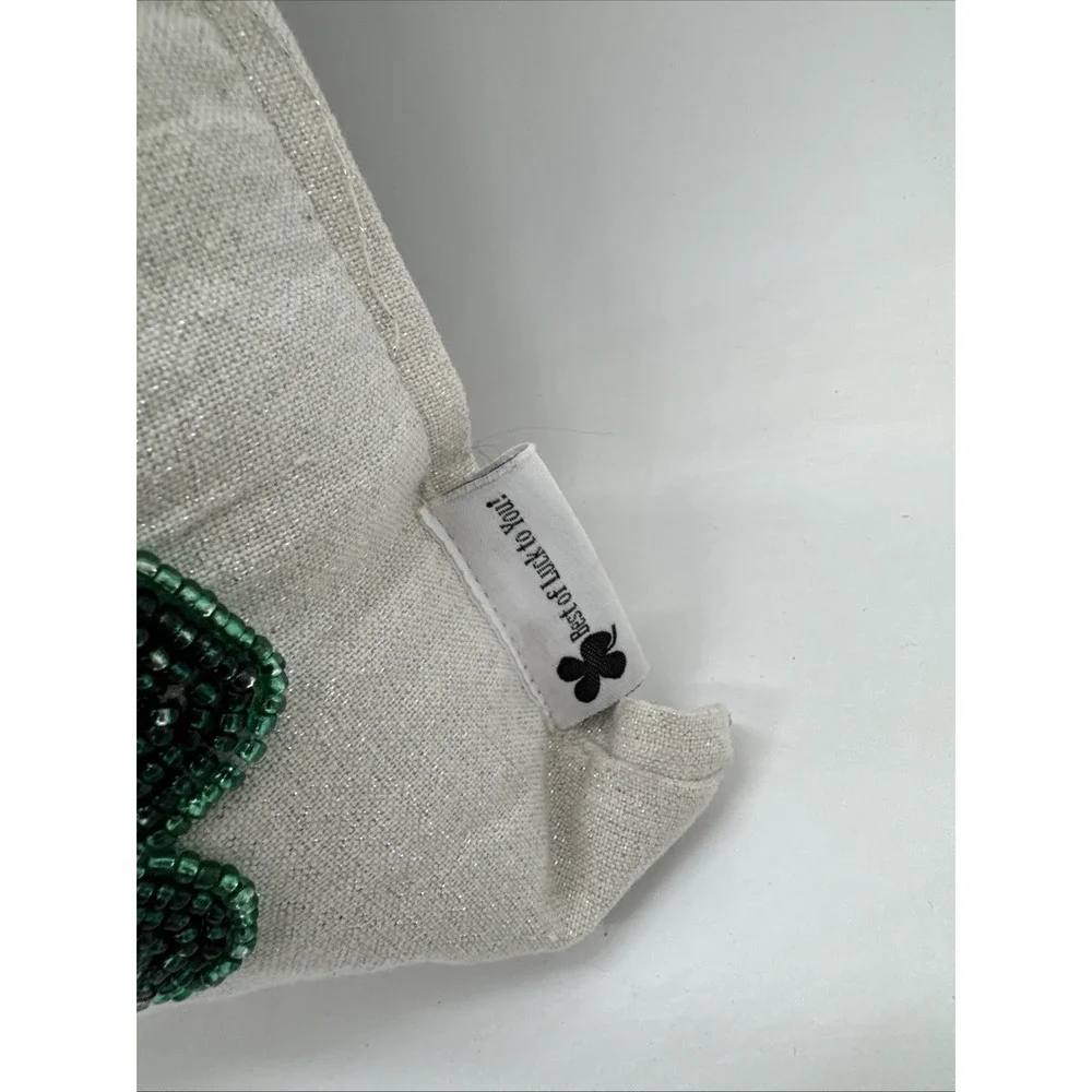 Beaded Sequin Pillow Floral Shamrocks One Square 11